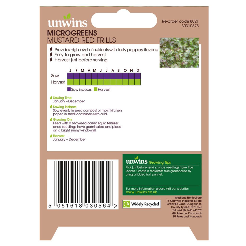 Unwins Microgreens Mustard Red Frills Seeds 5051618030564 2